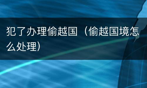 犯了办理偷越国（偷越国境怎么处理）