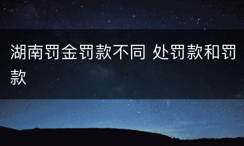 湖南罚金罚款不同 处罚款和罚款