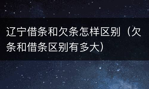 辽宁借条和欠条怎样区别（欠条和借条区别有多大）