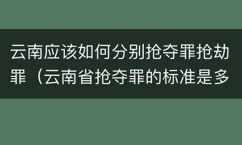 云南应该如何分别抢夺罪抢劫罪（云南省抢夺罪的标准是多少?）