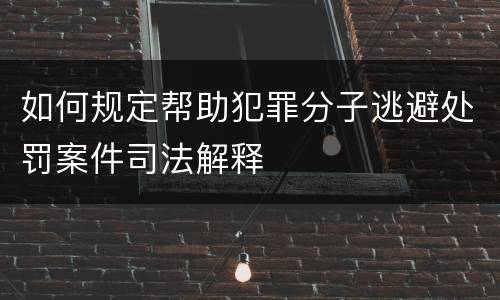 如何规定帮助犯罪分子逃避处罚案件司法解释