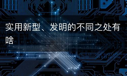 实用新型、发明的不同之处有啥