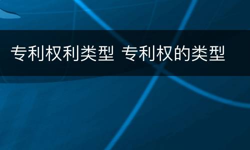 专利权利类型 专利权的类型