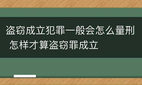 盗窃成立犯罪一般会怎么量刑 怎样才算盗窃罪成立