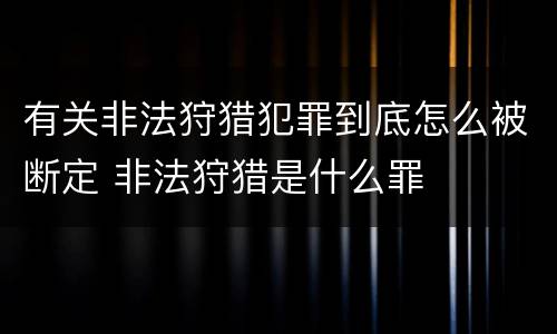 有关非法狩猎犯罪到底怎么被断定 非法狩猎是什么罪
