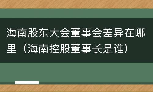 海南股东大会董事会差异在哪里（海南控股董事长是谁）