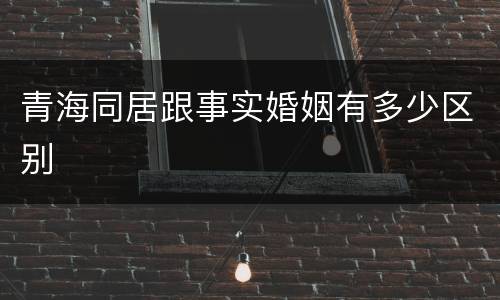 青海同居跟事实婚姻有多少区别