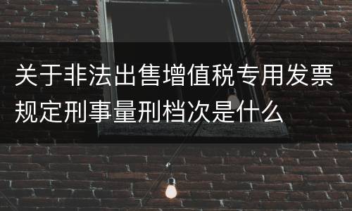 关于非法出售增值税专用发票规定刑事量刑档次是什么