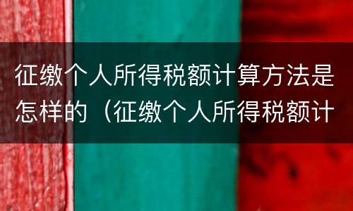 征缴个人所得税额计算方法是怎样的（征缴个人所得税额计算方法是怎样的呢）