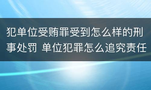 犯单位受贿罪受到怎么样的刑事处罚 单位犯罪怎么追究责任