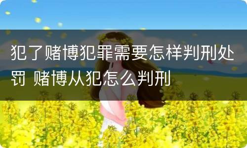 犯了赌博犯罪需要怎样判刑处罚 赌博从犯怎么判刑