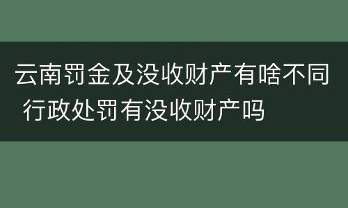 云南罚金及没收财产有啥不同 行政处罚有没收财产吗