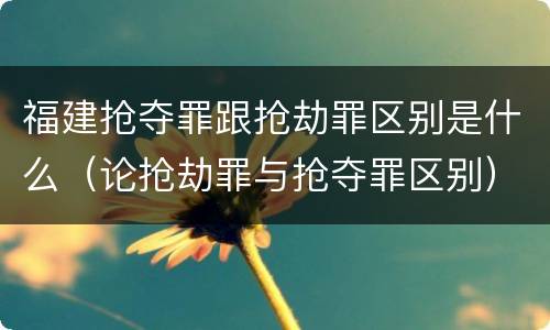 福建抢夺罪跟抢劫罪区别是什么（论抢劫罪与抢夺罪区别）
