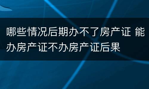 哪些情况后期办不了房产证 能办房产证不办房产证后果