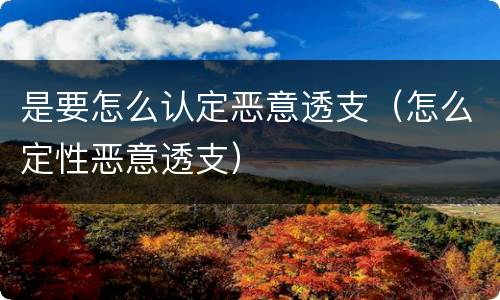 是要怎么认定恶意透支（怎么定性恶意透支）
