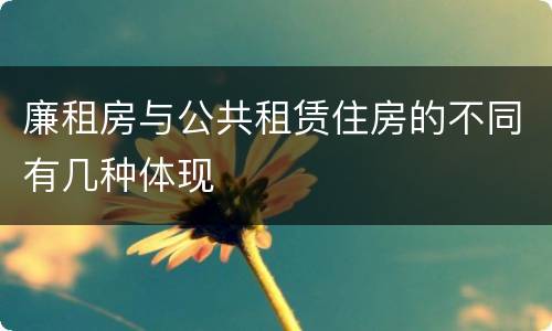 廉租房与公共租赁住房的不同有几种体现