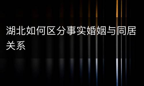 湖北如何区分事实婚姻与同居关系