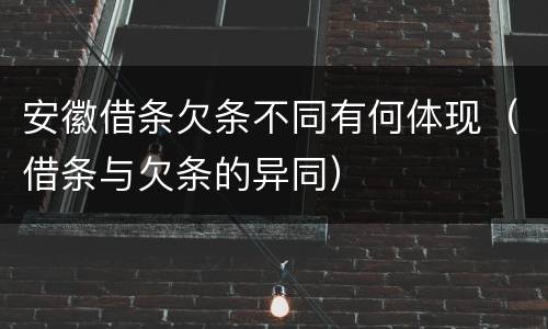 安徽借条欠条不同有何体现（借条与欠条的异同）