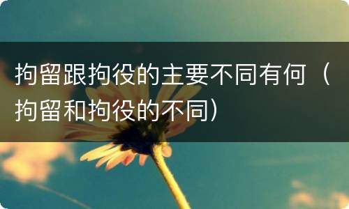 拘留跟拘役的主要不同有何（拘留和拘役的不同）