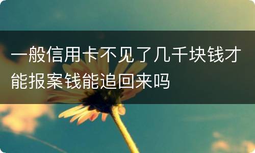 一般信用卡不见了几千块钱才能报案钱能追回来吗