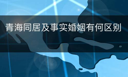 青海同居及事实婚姻有何区别