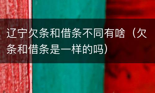 辽宁欠条和借条不同有啥（欠条和借条是一样的吗）