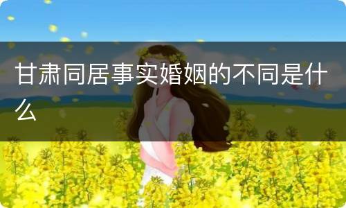 甘肃同居事实婚姻的不同是什么