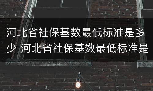 河北省社保基数最低标准是多少 河北省社保基数最低标准是多少啊