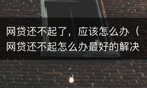 网贷还不起了，应该怎么办（网贷还不起怎么办最好的解决办法）