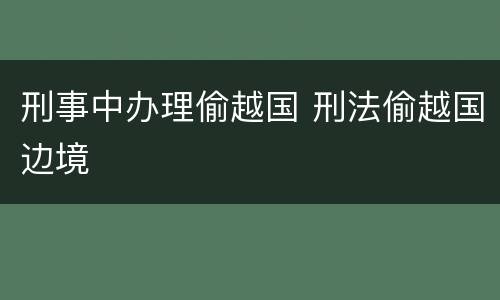 刑事中办理偷越国 刑法偷越国边境