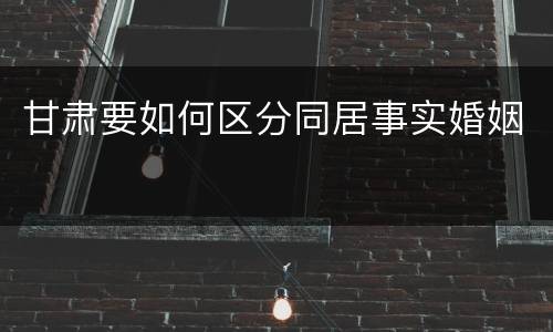 甘肃要如何区分同居事实婚姻