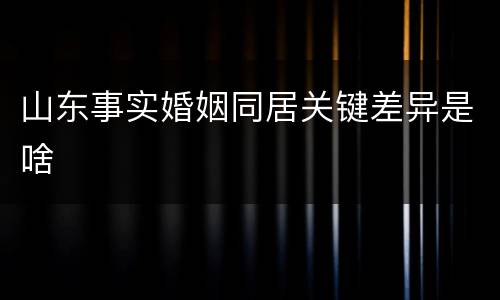 山东事实婚姻同居关键差异是啥