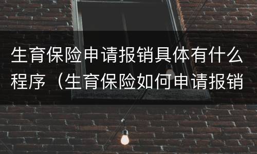 生育保险申请报销具体有什么程序（生育保险如何申请报销）