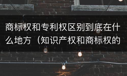 商标权和专利权区别到底在什么地方（知识产权和商标权的区别）