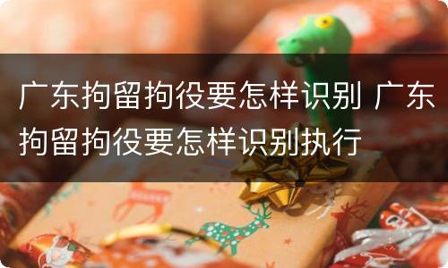 广东拘留拘役要怎样识别 广东拘留拘役要怎样识别执行