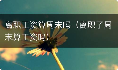 离职工资算周末吗（离职了周末算工资吗）