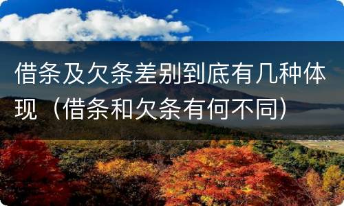 借条及欠条差别到底有几种体现（借条和欠条有何不同）