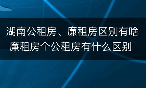 湖南公租房、廉租房区别有啥 廉租房个公租房有什么区别