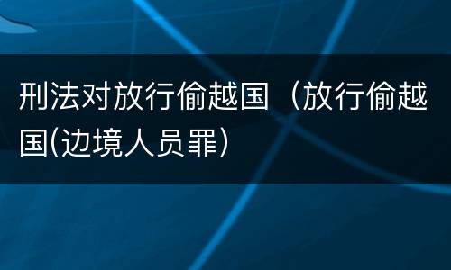 刑法对放行偷越国（放行偷越国(边境人员罪）