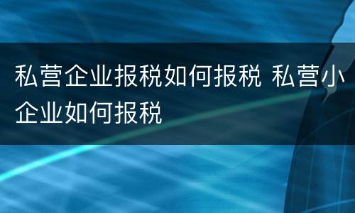 私营企业报税如何报税 私营小企业如何报税