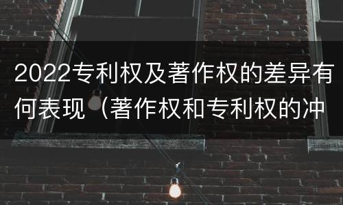 2022专利权及著作权的差异有何表现（著作权和专利权的冲突）