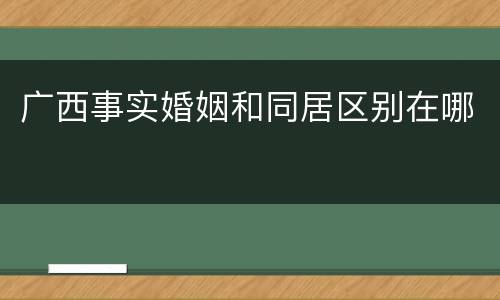 广西事实婚姻和同居区别在哪