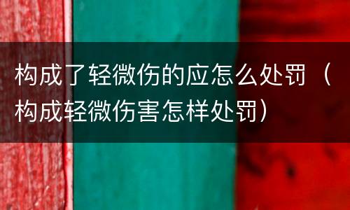构成了轻微伤的应怎么处罚（构成轻微伤害怎样处罚）