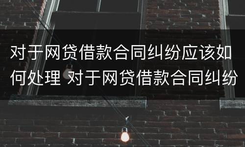 对于网贷借款合同纠纷应该如何处理 对于网贷借款合同纠纷应该如何处理呢