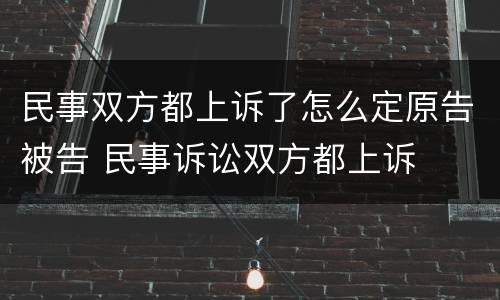 民事双方都上诉了怎么定原告被告 民事诉讼双方都上诉