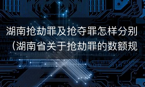 湖南抢劫罪及抢夺罪怎样分别（湖南省关于抢劫罪的数额规定）