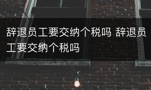 辞退员工要交纳个税吗 辞退员工要交纳个税吗