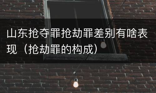 山东抢夺罪抢劫罪差别有啥表现（抢劫罪的构成）
