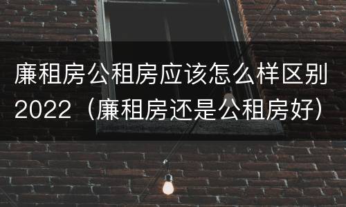 廉租房公租房应该怎么样区别2022（廉租房还是公租房好）