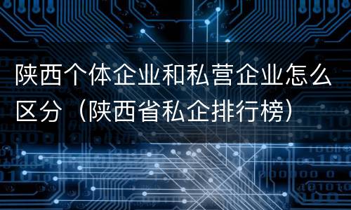 陕西个体企业和私营企业怎么区分（陕西省私企排行榜）